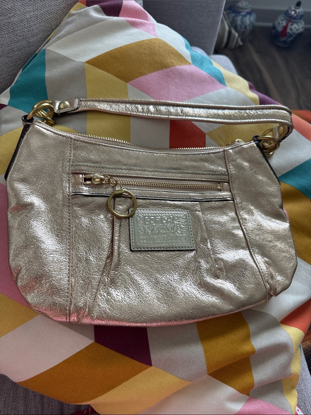 Leather Shoulder Bag in Metallic Gold - Redefined Vintage Style